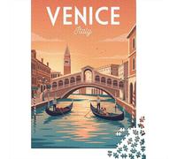1000 Piece Jigsaw Puzzle for Adults, Venice Canal with Gondolas And Bridge, 70x50cm/1000pcs, Relaxing Winter Hobby, Quiet Evening Leisure And Cosy Evenings