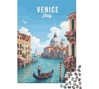 1000 Piece Jigsaw Puzzle for Adults, Venice Gondola Ride Vintage Poster