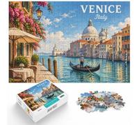 1000 Piece Jigsaw Puzzle for Adults, Venice Gondola Ride Vintage Poster | For a puzzle gift during the festive season: Adult jigsaw puzzle with 1000 pieces creates puzzle time on colder days.