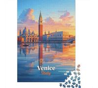 1000-Piece Jigsaw Puzzle for Adults, Venice Italy Canal Sunset, 70x50cm/1000pcs, Indoor Puzzle Activity, Quiet Evening Leisure And Cosy Evenings