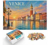 1000 Piece Jigsaw Puzzle for Adults, Venice, Italy cityscape illustration | For a puzzle gift at Christmas, this 1000-piece jigsaw puzzle for adults offers 1000 pieces for the Christmas break.