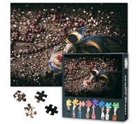 1000 Piece Jigsaw Puzzle for Adults Vibrant Carnival Mask and Confetti Festive Party Scene Challenging Puzzle for Game Night and Home Decor 27.5x19.7 Inch