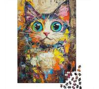 1000 Piece Jigsaw Puzzle for Adults, Vibrant Cat Art -6, 38x26cm/1000pcs, Shared Puzzle Activity, Weekend Leisure And Friends And Family