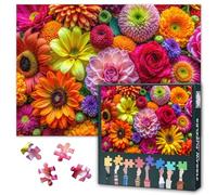 1000 Piece Jigsaw Puzzle for Adults, Vibrant Floral Bouquet Art - Colorful Botanical Close-Up, Blooming Garden Wall Decor Challenging Puzzle for Home Decor 27.5x19.7 Inch