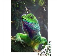 1000 Piece Jigsaw Puzzle for Adults, Vibrant Green Lizard in Jungle | For New Year downtime after the celebrations: Adult jigsaw puzzle with 1000 pieces turns winter downtime into puzzle time.