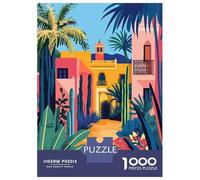 1000 Piece Jigsaw Puzzle for Adults Vibrant Moroccan Street Minimalist Art Adult Jigsaw Relaxing Games Perfect Decoration Unique Gifts for Birthday And Christmas 52x38cm/1000pcs