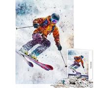 1000 Piece Jigsaw Puzzle for Adults Vibrant Skiing Action Fun Interactive Family Experience Wonderful Holiday Giftsing Choice (38x26cm)