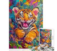 1000 Piece Jigsaw Puzzle for Adults Vibrant Tiger Joy Impossible Game Staycation Kill Time Educational Toy Enhance Love between Couples (38X52cm)
