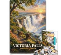 1000 Piece Jigsaw Puzzle for Adults, Victoria Falls Rainbow Sunset | For cold evenings at home: Adult jigsaw puzzle with 1000 pieces; for a gift that can be enjoyed well beyond the holidays.