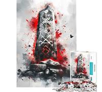 1000 Piece Jigsaw Puzzle for Adults Viking Runestone Educational Challenge Hand Speed Race Brain Teaser Game for And from 14 Years And over (50x75cm)