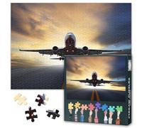 1000 Piece Jigsaw Puzzle for Adults Vintage Airplane at Sunset Abstract Wall Art Scenic Aviation Landscape Challenging Puzzle Gift for Pilots and Travelers 27.5 x 19.7 Inches