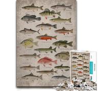 1000 Piece Jigsaw Puzzle for Adults, Vintage Fish Art Print 2 | Enjoy a mindful activity for adults around the table for shared leisure.