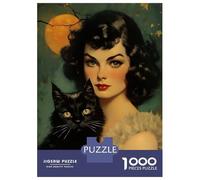 1000 Piece Jigsaw Puzzle for Adults Vintage Halloween Witch Jigsaw for Adults Relaxing Games Stress Reliever Birthday And Unique Gifts 52x38cm/1000pcs