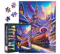 1000 Piece Jigsaw Puzzle for Adults Vintage Locomotive in Snowy Christmas Landscape Holiday Winter Scene Jigsaw Puzzles Cozy Nostalgic Fun Puzzles for Game Nights 50.5x70.5cm