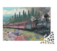 1000 Piece Jigsaw Puzzle for Adults, Vintage Steam Train Journey Through Lush Gardens, 52x38cm/1000pcs, Indoor Family Activity, Weekend Leisure And Time Together