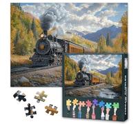 1000 Piece Jigsaw Puzzle for Adults, Vintage Steam Train Journey Through Mountain Forest Landscape, Adult Puzzles 1000 Pieces, 27.5x19.7 in