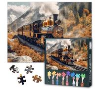 1000 Piece Jigsaw Puzzle for Adults, Vintage Steam Train Journey Through Mountain Valley, Autumn Landscape Adult Puzzles, 27.5x19.7 in