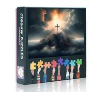 1000 Piece Jigsaw Puzzle for Adults Vintage Sunrise Christian Wall Art Jesus Cross at Dawn Inspirational Morning Devotion Religious Home Decor Large Size 27.5x19.7 Inch