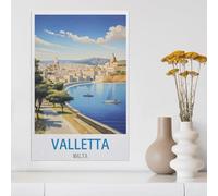 1000 Piece Jigsaw Puzzle for Adults,Vintage Valletta Malta Travel Poster,paper Puzzle - for Adults Teens Educational Toys Gifts(38x26cm)-E63