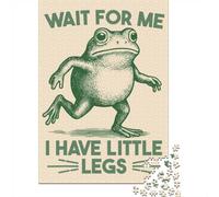 1000-Piece Jigsaw Puzzle for Adults, Wait For Me Frog Poster, Humorous Little Legs Illustration, Vintage Animal Wall, 70x50cm/1000pcs, Shared Puzzle Activity, Quiet Home Time And Time Together