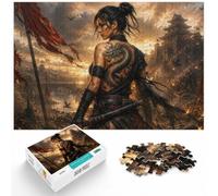 1000 Piece Jigsaw Puzzle for Adults, Warrior Woman with Dragon Tattoo | For puzzle lovers in winter, this adult jigsaw puzzle with 1000 pieces works well for shared time during the holidays.
