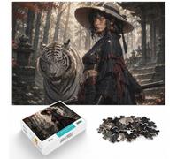 1000 Piece Jigsaw Puzzle for Adults, Warrior Woman with White Tiger | For cold evenings at home: Adult jigsaw puzzle with 1000 pieces; for winter leisure at home with the complete challenge to.