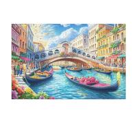 1000 Piece Jigsaw Puzzle for Adults Water City Sunset 1000 PCS 75x50cm Stress Relief Anxiety Reduction Puzzle Perfect for Office Workers Daily Unwind After Long Work Hours