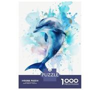 1000 Piece Jigsaw Puzzle for Adults Watercolor Dolphin Puzzles for Adults Relaxing Games Pattern Assembly for Is Ideal As A Gift 38x26cm/1000pcs