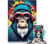 1000 Piece Jigsaw Puzzle for Adults Watercolor Gaming Chimpanzee Video Game DIY-Spielzeug Wichtelgeschenke52x38cm