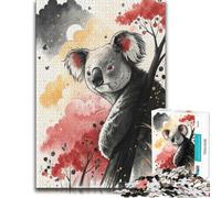 1000 Piece Jigsaw Puzzle for Adults, Watercolor Koala Bear in Nature | A traditional jigsaw format around the table for rewarding progress.