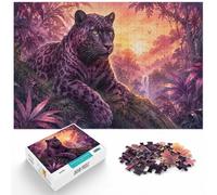 1000 Piece Jigsaw Puzzle for Adults, Watercolor Panther in Pink Jungle | For screen-free Christmas time: Adult jigsaw puzzle with 1000 pieces suits calm, screen-free leisure.