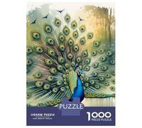 1000 Piece Jigsaw Puzzle for Adults Watercolor Peacock with Displayed Feathers Teenager Puzzles Relaxing Games Enhance Memory Unique Gifts for Birthday And Christmas 38x26cm/1000pcs
