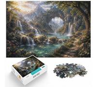 1000 Piece Jigsaw Puzzle for Adults, Waterfall Cave Landscape | For relaxed holiday time: Adult jigsaw puzzle with 1000 pieces suits quiet moments between celebrations.