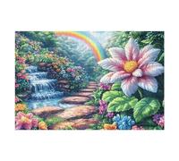 1000 Piece Jigsaw Puzzle for Adults Waterfall Lily Flower Garden 75x50cm Expert Level Challenging Puzzle Great for Collectors Logical Thinking Skill Improvement Brain Training