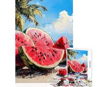 1000 Piece Jigsaw Puzzle for Adults Watermelon Beach Painting Fun Interactive Family Experience Wonderful Holiday Giftsing Choice (50x75cm)