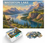 1000 Piece Jigsaw Puzzle for Adults, Waterton Lake National Park Canada | For a useful gift beyond Christmas Day: Adult jigsaw puzzle with 1000 pieces fits relaxed evenings through December.