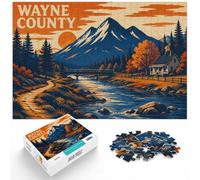 1000 Piece Jigsaw Puzzle for Adults, Wayne County Landscape Illustration | For rainy days and slower weekends: Adult jigsaw puzzle with 1000 pieces turns free time into a focused activity.