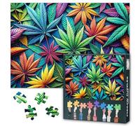 1000 Piece Jigsaw Puzzle for Adults - Weed Leaves and Natural Textures, Premium Quality Intricate Patterns Puzzles Lovers Gift for Family Board Games & Parlour Nights, 50x70cm