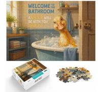 1000 Piece Jigsaw Puzzle for Adults, Welcome to the Bathroom Duck | For focused indoor leisure: Adult jigsaw puzzle with 1000 pieces; for adults who enjoy detailed picture puzzles.