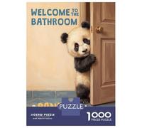 1000 Piece Jigsaw Puzzle for Adults Welcome to The Bathroom Panda Teenager Puzzles Family Games Difficult Hard Parent-child Interaction 70x50cm/1000pcs