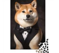 1000 Piece Jigsaw Puzzle for Adults, Well Dressed Shiba Inu Dog