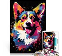 1000 Piece Jigsaw Puzzle for Adults Welsh Corgi Colorful Staycation: Zeit totschlagen mit passendem Poster und Quizblatt38x26cm