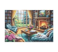 1000 Piece Jigsaw Puzzle for Adults West Highland White Terrier Cozy Cabin 75x50cm Intermediate Level Puzzle Great for Skill Improvement Logical Reasoning Training Brain Exercise