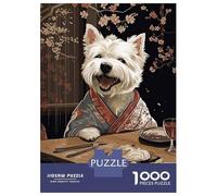 1000 Piece Jigsaw Puzzle for Adults Westie Dog Japanese Food Jigsaw Toy Wall Decor Difficult Hard Unique Gifts for Birthday And Christmas 52x38cm/1000pcs