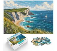 1000 Piece Jigsaw Puzzle for Adults, Weymouth Coastline Illustration | For cold evenings at home: 1000-piece jigsaw puzzle for adults offers 1000 pieces for the Christmas break.