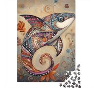 1000-Piece Jigsaw Puzzle for Adults, Whale Art Print Ocean Decor-1, 38x26cm/1000pcs; A Calm After-work Activity; Low-dust White Cardboard Pieces