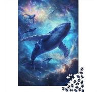 1000-Piece Jigsaw Puzzle for Adults, Whale Galaxy Voyage, 70x50cm/1000pcs, A Calm After-work Activity; White Pieces for Organised Sorting
