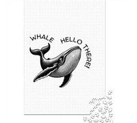 1000 Piece Jigsaw Puzzle for Adults, Whale Hello There! Black And White, 52x38cm/1000pcs, Festive Gift Idea, Winter Indoor Activity And Holiday Downtime