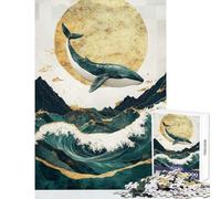 1000 Piece Jigsaw Puzzle for Adults Whale Leaping Over Waves Brain Teaser Game Difficult Challenge Toy Wall Decor Enhance Love between Couples (38x26cm)