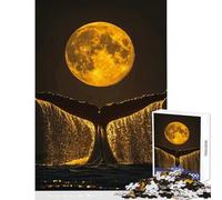 1000 Piece Jigsaw Puzzle for Adults Whale Tail And Full Moon Home Decoration Toys Funny Gift Hands-on Game Decompressing Intellectual Size 38x52cm